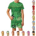 thumbnail image 1 of WhouRiu Boys Girls Summer Casual Outfits Kids Unisex Short Sleeve Ice Cream Graphic Tees Shorts Sets, 1 of 4