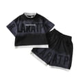 thumbnail image 1 of WhouRiu Boys Girls Summer Outfits Short Sleeve Graphic Tees And Shorts Sets Kids Unisex Casual Wear, 1 of 4