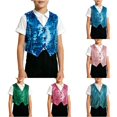 thumbnail image 1 of WhouRiu Boys Glitter Sequins Vests Sleeveless Button Down Dance Tank Tops Kids Fashion Stage Performance Party Clothing,8-9 Years, 1 of 4