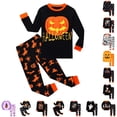 thumbnail image 1 of WhouRiu Boys Halloween Graphic Pajamas Long Sleeve Crew Neck T Shirts And Pants Pajama Set 2 Piece Kids Autumn Winter Cozy Cute Sleepwear,5-6 Years, 1 of 5