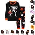 thumbnail image 1 of WhouRiu Boys Halloween Graphic Pajamas Long Sleeve Crew Neck T Shirts And Pants Pajama Set 2 Piece Kids Autumn Winter Cozy Cute Sleepwear,5-6 Years, 1 of 5