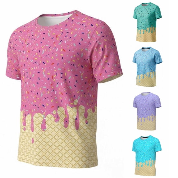 WhouRiu Boys Ice Cream Graphic Tees Kids Short Sleeve Crew Neck Tshirt Comfortable Cute Casual Summer T Shirts,3-4 Years