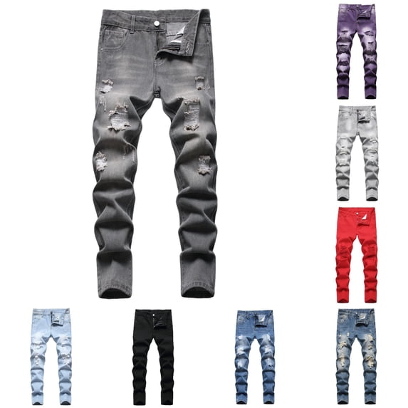 WhouRiu Boys Ripped Pants Casual Distressed Jeans Kids Everyday Trousers With Pockets 3-16 Years