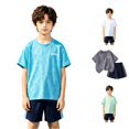 thumbnail image 1 of WhouRiu Boys Summer Athletic Outfits Short Sleeve Tees And Shorts Sets Kids Sports Clothes, 1 of 9
