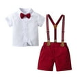 thumbnail image 1 of WhouRiu Boys Summer Outfits Short Sleeve Dress Shirts Suspender Shorts Sets Baby Gentleman Clothes, 1 of 8