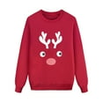 thumbnail image 1 of WhouRiu Christmas Family Matching Sweatshirt Kids Reindeer Print Hoodless Shirt Xmas Loose Holiday Soft Sweatshirts Red,Sized 2-3, 1 of 3