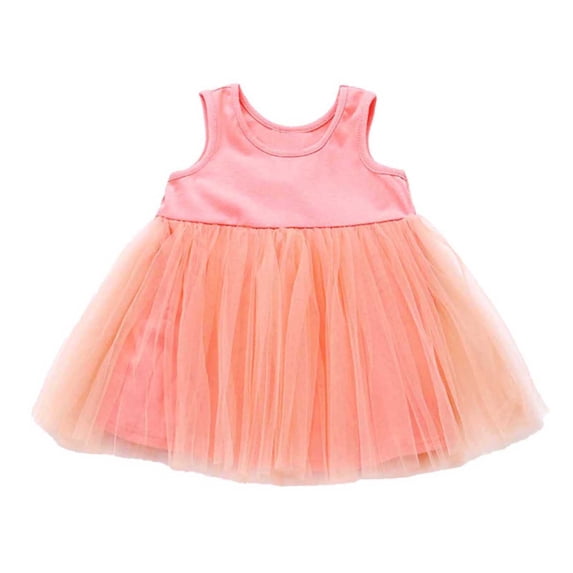 WhouRiu Dresses for Infant Girls Summer Solid Sleeveless Tulle Tank Dresses Children Loose Cozy Soft Fashion Dress Pink,Size 12-18 M