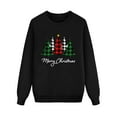 thumbnail image 1 of WhouRiu Family Matching Christmas Sweatshirt For Kids Long Sleeve Tree Print Pullover Xmas Holiday Party Winter Sweatshirts Black,Sized 2-3, 1 of 3