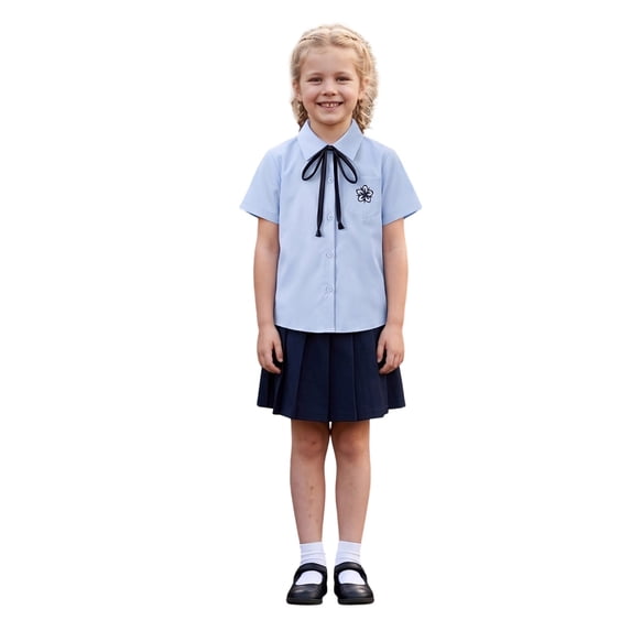 WhouRiu Girls Back To School Blouses Floral Graphic Short Sleeve Button Down Shirts Kids Casual Comfortable Cute Everyday Shirts,15-16 Years