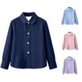 thumbnail image 1 of WhouRiu Girls Back To School Blouses Long Sleeve Solid Color Button Down Shirts Kids Casual Comfortable Cute Shirts,11-12 Years, 1 of 6
