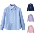 thumbnail image 1 of WhouRiu Girls Back To School Blouses Long Sleeve Solid Color Button Down Shirts Kids Casual Comfortable Cute Shirts,3-4 Years, 1 of 6