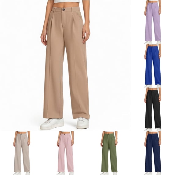 WhouRiu Girls Back To School Pants Casual Solid Color Loose Straight Leg Uniforms Trousers Kids Rigid Waist Comfortable Versatile Pants,5-6 Years
