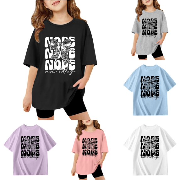 WhouRiu Girls Back To School T Shirts Short Sleeve Crew Neck Cartoon Graphic Tees Kids Comfortable Cute Casual Tshirt,10-11 Years