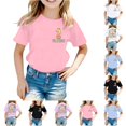 thumbnail image 1 of WhouRiu Girls Back To School T Shirts Short Sleeve Crew Neck Cartoon Graphic Tees Kids Comfortable Cute Casual Tshirt,3-4 Years, 1 of 8