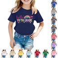 thumbnail image 1 of WhouRiu Girls Back To School T Shirts Short Sleeve Crew Neck Cartoon Graphic Tees Kids Comfortable Cute Casual Tshirt,6-7 Years, 1 of 4
