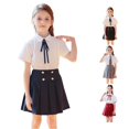 thumbnail image 1 of WhouRiu Girls Back To School Uniforms Skirts Solid Color Versatile A Line Pleated Skirt Kids Elastic Waist Comfortable Cute Casual Wear,13-14 Years, 1 of 8