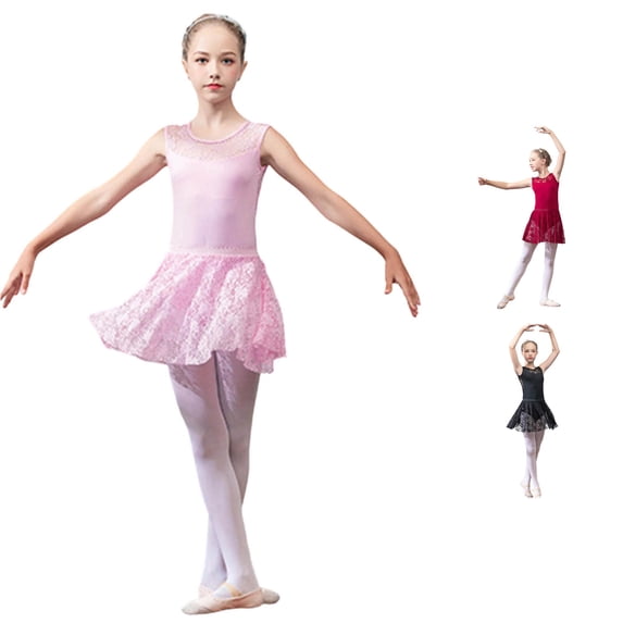 WhouRiu Girls Ballet Dance Tutu Dress Elegant Solid Color Sleeveless Crew Neck Mesh Dresses Kids Comfortable Performance Clothing,12-13 Years