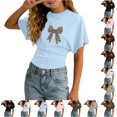 thumbnail image 1 of WhouRiu Girls Bow Graphic Tees Kids Short Sleeve Crew Neck Tshirt Comfortable Cute Casual Summer T Shirts,11-12 Years, 1 of 4