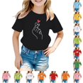 thumbnail image 1 of WhouRiu Girls Cartoon Graphic Tees Kids Short Sleeve Crew Neck Tshirt Comfortable Cute Casual Summer T Shirts,9-10 Years, 1 of 5