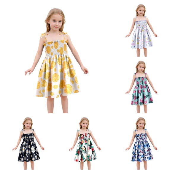WhouRiu Girls Casual Cami Dresses Cartoon Graphic Sleeveless Lightweight Summer Beach Dress Kids Comfortable Cute Everyday Sundress,18-24 Months