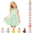 thumbnail image 1 of WhouRiu Girls Casual Fashion Graphic Dresses Sleeveless V Neck A Line Dress Kids Comfortable Cute Summer Everyday Sundress,7-8 Years, 1 of 5