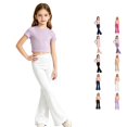 thumbnail image 1 of WhouRiu Girls Casual Flared Pants Solid Color Elastic Waist Sports Trousers Kids Back To School Comfortable Versatile Yoga Pants,13-14 Years, 1 of 4