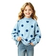 thumbnail image 1 of WhouRiu Girls Casual Neck Sweatshirts Fall Cozy Polka Dot Print Pullover Sweatshirt 2-15 Years, 1 of 6