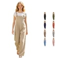 thumbnail image 1 of WhouRiu Girls Casual Overalls Solid Color Loose Fit Pants Kids Autumn Everyday Trousers, 1 of 5