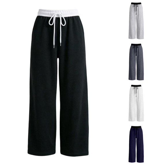 WhouRiu Girls Casual Pants Solid Color Drawstring Waist Loose Straight Leg Pants Kids Comfortable Versatile Everyday Trousers,13-14 Years