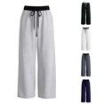 thumbnail image 1 of WhouRiu Girls Casual Pants Solid Color Drawstring Waist Loose Straight Leg Pants Kids Comfortable Versatile Everyday Trousers,15-16 Years, 1 of 5