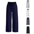 thumbnail image 1 of WhouRiu Girls Casual Pants Solid Color Drawstring Waist Loose Straight Leg Pants Kids Comfortable Versatile Everyday Trousers,5-6 Years, 1 of 5