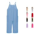thumbnail image 1 of WhouRiu Girls Casual Sleeveless Jumpsuits Solid Color Spaghetti Strap Loose Overalls With Pockets Kids Lightweight Breathable Onesies,6-7 Years, 1 of 4