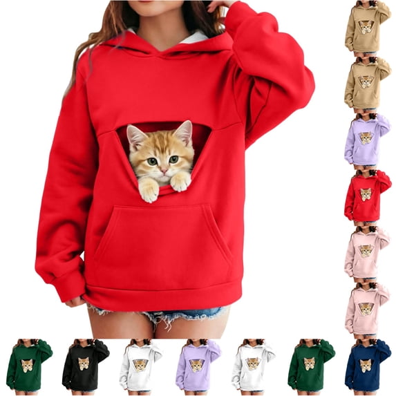 WhouRiu Girls Casual Solid Color Hoodies Fall Cozy Hooded Sweatshirts With Pet Pocket 3-14 Years