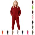 thumbnail image 1 of WhouRiu Girls Casual Solid Color Jumpsuit Long Sleeve Hooded Romper Kids Autumn Winter Warm Cozy Fuzzy Homewear,7-8 Years, 1 of 8