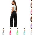 thumbnail image 1 of WhouRiu Girls Casual Solid Color Sweatpants Baggy Wide Leg Sports Pants Kids Elastic Waist Comfortable Daily Trousers With Pockets,11-12 Years, 1 of 9