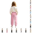 thumbnail image 1 of WhouRiu Girls Casual Sweatpants Letter Graphic Elastic Waist Joggers Pants Kids Comfortable Everyday Trousers With Pockets,13-14 Years, 1 of 5