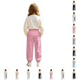 thumbnail image 1 of WhouRiu Girls Casual Sweatpants Letter Graphic Elastic Waist Joggers Pants Kids Comfortable Everyday Trousers With Pockets,5-6 Years, 1 of 5