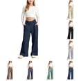 thumbnail image 1 of WhouRiu Girls Casual Sweatpants Solid Color Elastic Waist Baggy Wide Leg Jogger Pants Kids Comfortable Daily Trousers With Pockets,12-13 Years, 1 of 9