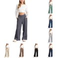 thumbnail image 1 of WhouRiu Girls Casual Sweatpants Solid Color Elastic Waist Baggy Wide Leg Jogger Pants Kids Comfortable Daily Trousers With Pockets,4-5 Years, 1 of 9