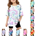 thumbnail image 1 of WhouRiu Girls Casual Tie Dye Graphic Tees Short Sleeve Crew Neck Tshirt Summer T Shirts 5-14 Years, 1 of 4
