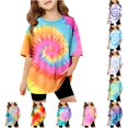 thumbnail image 1 of WhouRiu Girls Casual Tie Dye Graphic Tees Short Sleeve Crew Neck Tshirt Summer T Shirts 5-14 Years, 1 of 4