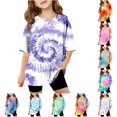 thumbnail image 1 of WhouRiu Girls Casual Tie Dye Graphic Tees Short Sleeve Crew Neck Tshirt Summer T Shirts 5-14 Years, 1 of 4