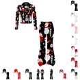 thumbnail image 1 of WhouRiu Girls Christmas Graphic Outfit Sets Fall Winter Long Sleeve Zip Up Jacket Flared Pants Clothes Set 4-14 Years, 1 of 6
