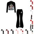 thumbnail image 1 of WhouRiu Girls Christmas Graphic Outfit Sets Fall Winter Long Sleeve Zip Up Jacket Flared Pants Clothes Set 4-14 Years, 1 of 6
