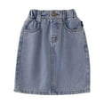 thumbnail image 1 of WhouRiu Girls Elastic Waist Front Pocket Denim Skirt Solid Knee High Jean Skirt Blue,Sizes 6-7, 1 of 8