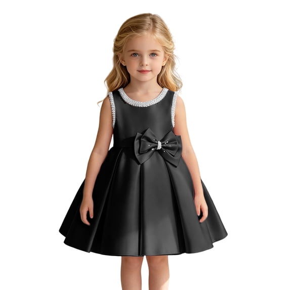 WhouRiu Girls Elegant Sleeveless Dress Wedding Birthday Party Gown Cute Bow Ruffle Princess Dresses