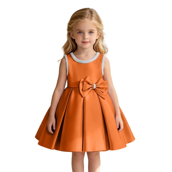 WhouRiu Girls Elegant Sleeveless Dress Wedding Birthday Party Gown Cute Bow Ruffle Princess Dresses