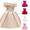 thumbnail image 1 of WhouRiu Girls Elegant Sleeveless Party Dresses Solid Color Bow Off The Shoulder A Line Ruffle Dress, 1 of 8