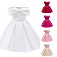 thumbnail image 1 of WhouRiu Girls Elegant Sleeveless Party Dresses Solid Color Bow Off The Shoulder A Line Ruffle Dress, 1 of 7