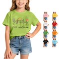 thumbnail image 1 of WhouRiu Girls Fashion Floral Graphic Tees Back To School Kids Short Sleeve Crew Neck Tshirt Comfortable Cute Casual Summer T Shirts,4-6 Years, 1 of 5
